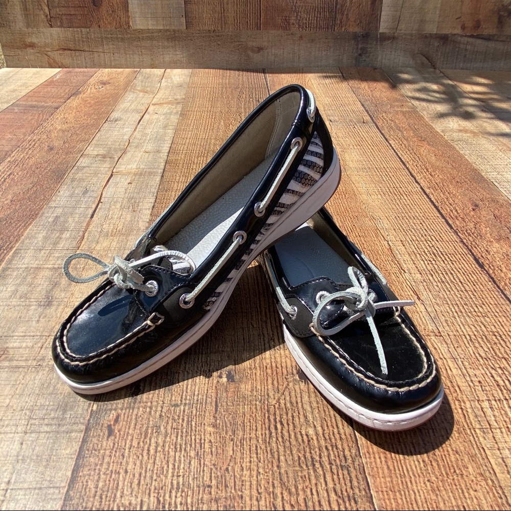 Sperry Topsiders Funky Loafers Zebra Patent Leather Sequined Size 7 Flats